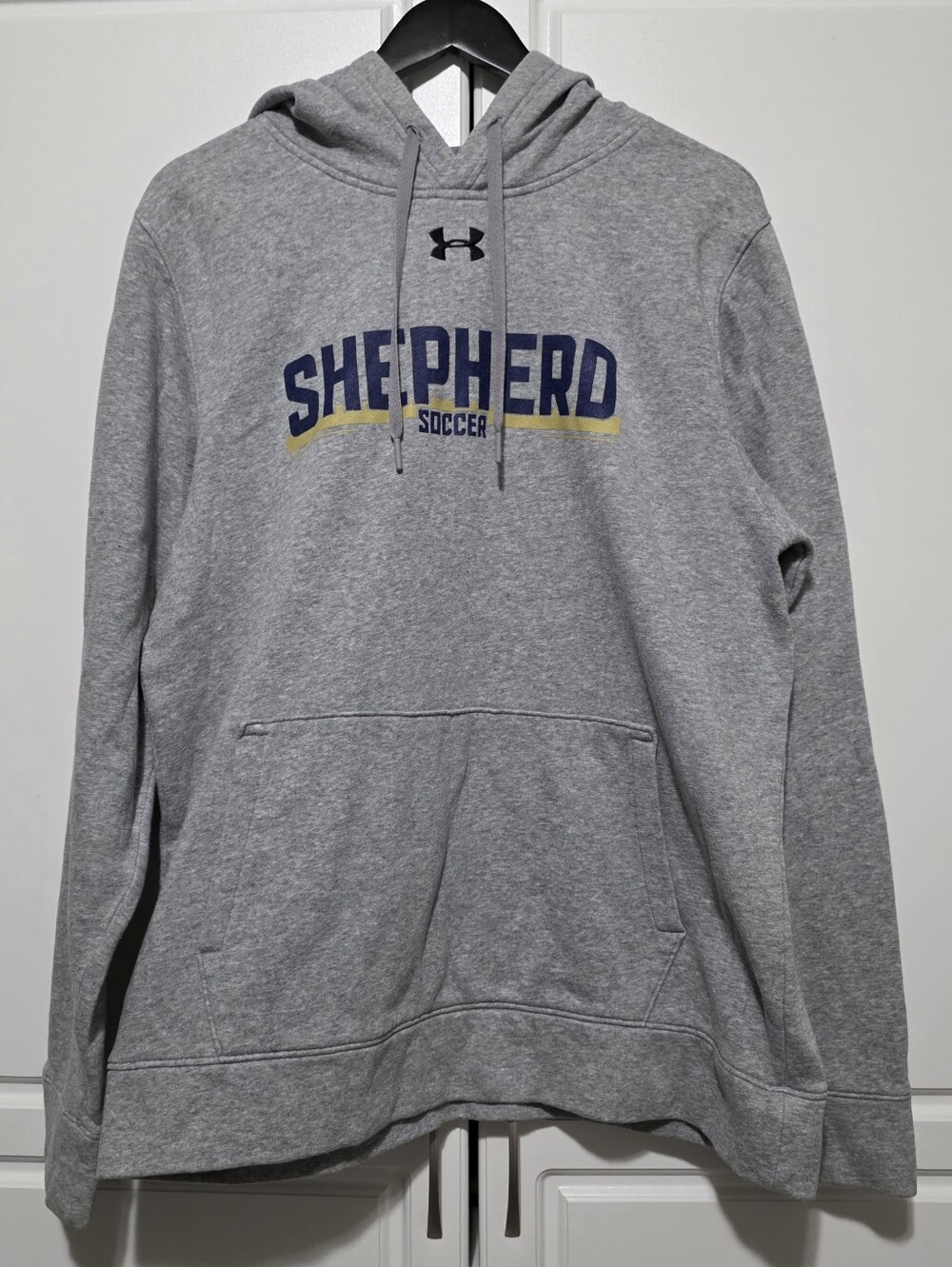 Under Armour Mens Gray Graphic Shepherd Soccer Pull Over Hoodie Loose Fit M